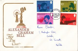 (28018) Gb Cotswold Fdc Telephones / Alexander Graham Bell Gt Yarmouth Mar 1976 photo