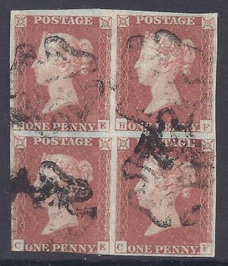 Gb Sg8l Qv Penny Red Block Of 4 Mx Cancel Be - Bf & Ce - Cf photo