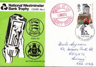 (29276) Clearance Gb Cricket Cover Essex Nottinghamshire Ccc Natwest 7 Sep 1985 photo