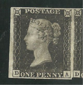 1840 Penny Blacks (da - Dg) Strip Of 7,  Of The Utmost Rarity,  With Bpa Cert photo