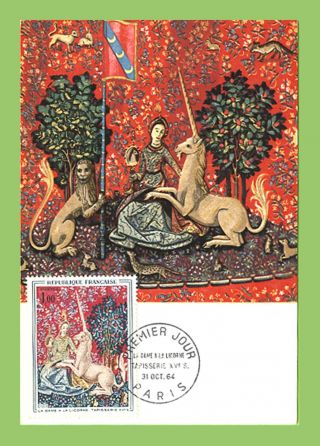 France 1964 ' La Dame A La Licorne ' Painting Maximum Card,  Fdi,  (xv) photo