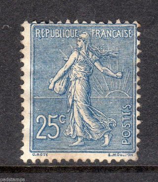 France 1903 25c Dark Blue Shade Sower With Ground Vf Mounted Sg 318 photo
