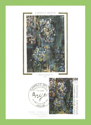 France 1987 Camille Bryen ' Precambrien ' Painting Silk Maximum Card,  Fdi photo