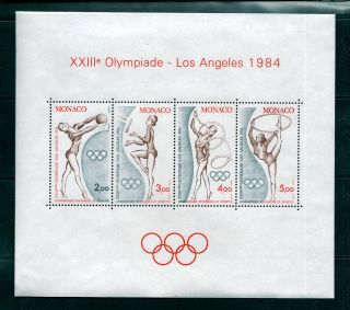 Monaco 1984 Los Angeles Olympics 1418 Gymnastics Vf Og Souvenir Sheet photo