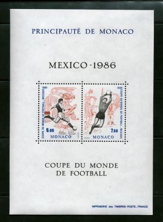 Monaco 1986 Mexico World Cup 1532 Football (soccer) Vf Og Souvenir Sheet photo