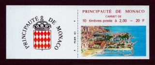 Monaco 1987 Coat Of Arms 2,  00 Fr 1608a Vf Og Booklet Complete photo