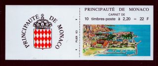 Monaco 1987 Coat Of Arms 2,  20 Fr 1609a Vf Og Booklet Complete photo