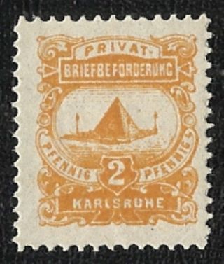 + 1887 Karlsruhe Baden - Wurttemberg Germany Pyramid 2pf Local Private Post photo