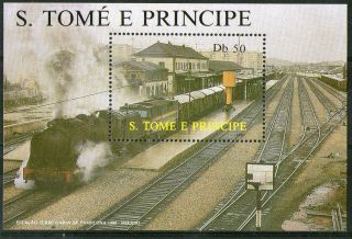 St Thomas & Prince Island 1987 Db 50 Locomotive Miniature Sheet photo