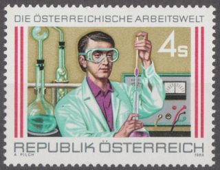 Austria 1988 Stamp - World Of Work Professions Laboratory Assistant photo