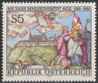 Austria 1989 Stamp - Melk Benedictine Monastry Fresco Margrave Leopold Monks photo