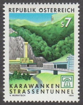 Austria 1991 Stamp - Karawanken Road Tunnel Carinthia Slovenia photo