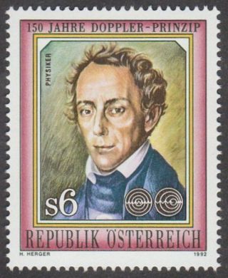Austria 1992 Stamp - Physicist Christian Doppler (doppler Principle) photo