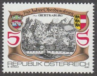 Austria 1990 Stamp - 750th Anniversary Oberdrauburg (engraving Valvasor) photo