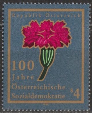 Austria 1988 Stamp - Centenary Austrian Social Democratic Party (carnation) photo