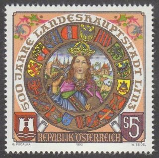 Austria 1990 Stamp - 500th Anniversary Linz Capital (emperor Friedrich Iii) photo