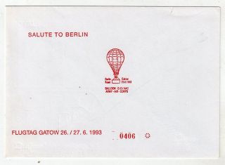 1993 Balloon Cover Army Air Corps `salute To Berlin` Flugtag Gatow.  Albino Print photo