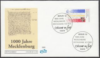 Fdc 1995 Germany - 1000th Anniversary Mecklenburg (deed Of Donation) photo