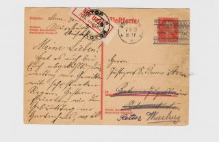 1929 Not Requested/return To Sender German Postal Card,  Retur Wurzburg photo