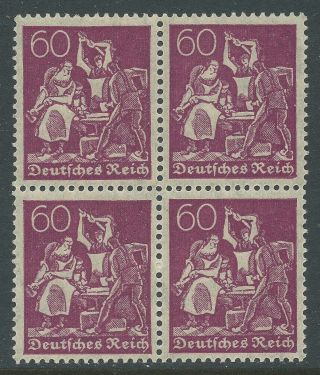 Philacall Germany 1921 Dt.  Reich Mi 165 Bl.  Of 4 Numbers & Workers Vf (247 photo