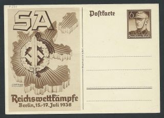Philacall Germany 1938 Dt.  Reich Special Postcard Sa - Mann Vf (p008 photo