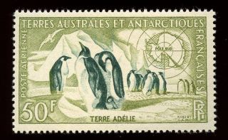 France Cols.  Antarctic Territory 1956 Air 50f Penguins Umnh photo