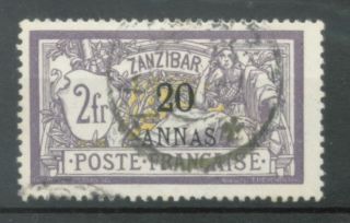 1902 French Po ' S In Zanzibar 20a On 2f Stamp Sg 62 photo
