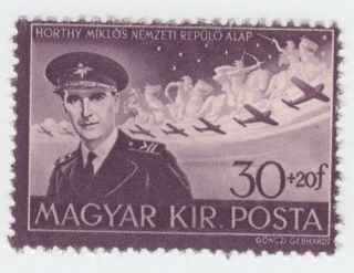 Hungary Germany Third Reich Nazi Axis Horthy Planes 30+20 Stamp Ww2 Era Ungarn photo