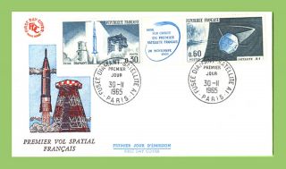 France 1965 Satellite Launch Label Pair On First Day Cover,  Paris photo