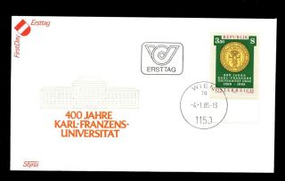 Austria 1985 Graz University Fdc C2850 photo