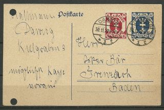 Germany Deutsches Reich 1922.  40 Pf Postcard Danzig + Michel N°109. photo