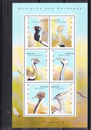 Namibia 2010 Bustards And Korhaans 6v Sheet Birds Ludwig ' S Kori Red - Crested photo