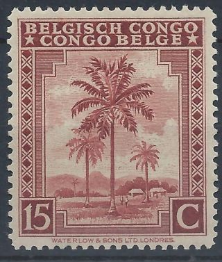 Belgian Congo 1942 Sg252a 15c Lake Brown Mh photo