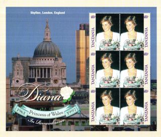 Tanzania 1998 Princess Diana Memorial 600/ - Miniature Sheet photo
