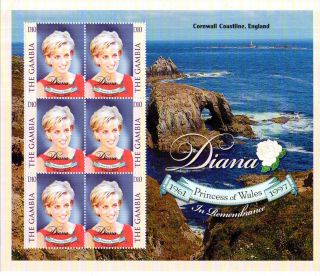 Gambia 1998 Princess Diana Memorial D10 Miniature Sheet photo