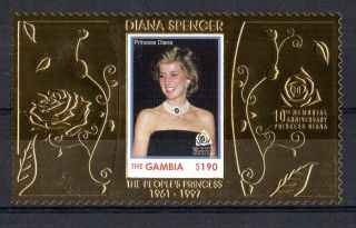 Gambia 2008 Princess Diana Memorial Anniversary Gold Stamp photo