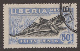 Liberia 1918 50c Fifty Cents Stamp - Fish - (363) photo