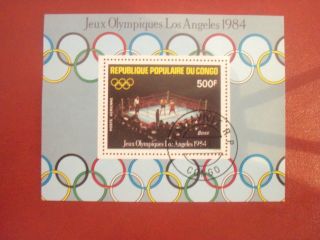 Congo 1984 500 F Mini Sheet Stamp Olimpic Games Los Angeles photo