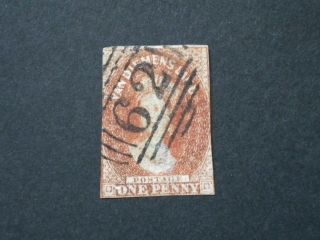 Tasmania 1857 One Penny With Barred 62 Postmark photo