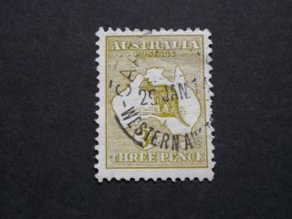 Australia 1914 3d Die I Kangaroo With Carnarvon Postmark photo