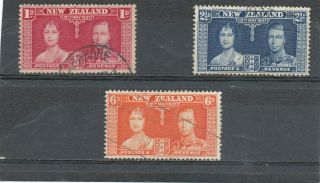 Zealand Kgvi 1937 Coronation Issue Sg599 - 601 G - Fu photo