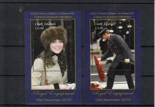 Cook Islands 2011 Royal Engagement 2v Deluxe Sheet Prince William Kate photo