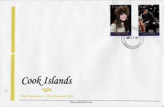Cook Islands 2011 Fdc Royal Engagement 2v Cover Prince William Kate Middleton photo