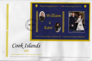 Cook Islands 2011 Fdc Royal Engagement 1v Special S/s Cover Prince William Kate photo