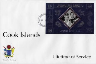 Cook Islands 2011 Fdc Lifetime Services 1v Sheet Cover Queen Elizabeth Philip photo
