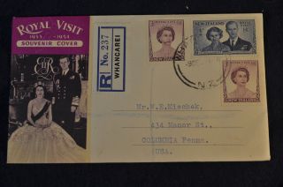 Zealand : Queen Elizabeth Ii Royal Visit Fdc Registered Whangarei (1953) photo