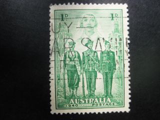 Australia 1940 Wwll 1p Green Patriotic Stamp Sc 184 Nurse & Arm Forces Vf photo