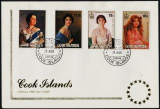 Cook Islands 871 - 4 On Fdc Queen Mother,  Royalty photo