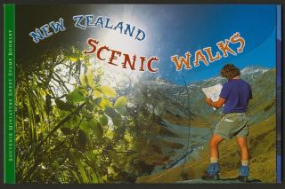 Zealand 1607b Booklet Scenic Walks,  Mountains,  Trees photo