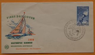 Melbourne Olympic Games 1956 Relay Stadium Cancel Wcs Fdc Cover Pictorial Pmk photo